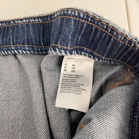 American Eagle Aerie Women's XXL Denim Pull On Maxi Skirt Slit Blue NWT - Picture 7 of 10